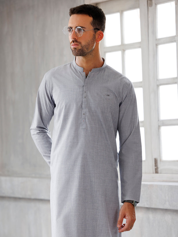 Ash Grey Blended Kurta Trouser - AL-KT-3100