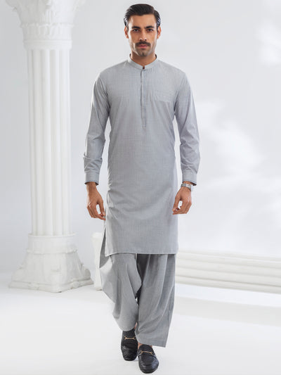 Grey Blended Kameez Shalwar - AL-KS-3104