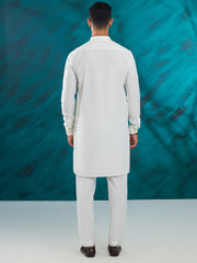 White Blended Kurta Trouser - AL-KT-3111