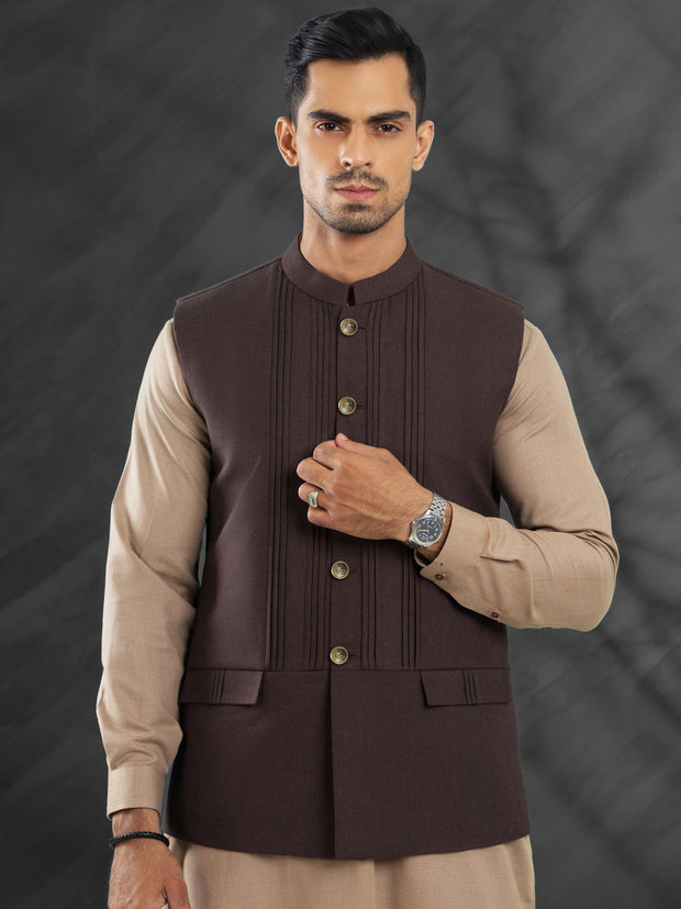 Dark Brown Blended Waistcoat - AL-WC-560