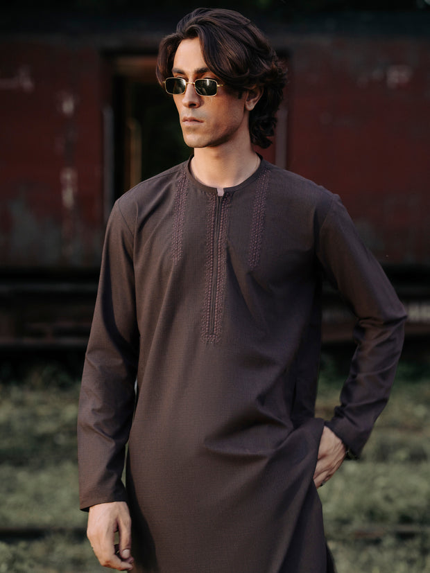 Brown Blended Kurta Trouser - AL-KT-3115