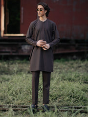 Brown Blended Kurta Trouser - AL-KT-3115