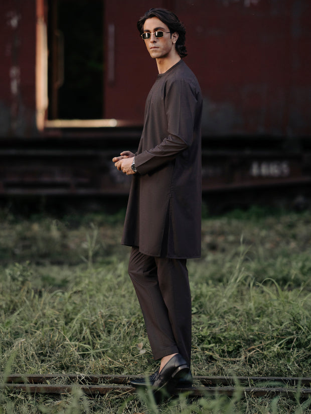 Brown Blended Kurta Trouser - AL-KT-3115