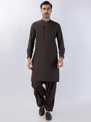 Brown Blended Kameez Shalwar - AL-KS-3123