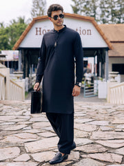 Black Blended Kameez Shalwar - AL-KS-3124