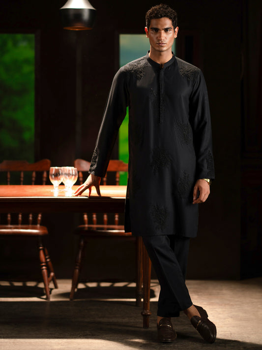 Black Blended Kurta Trouser - AL-KT-3126C
