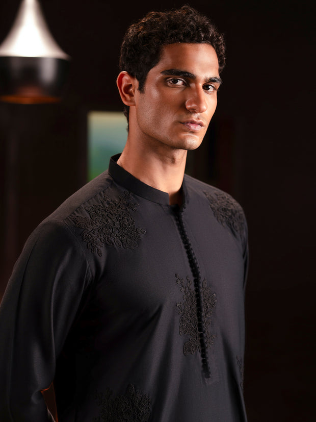 Black Blended Kurta Trouser - AL-KT-3126