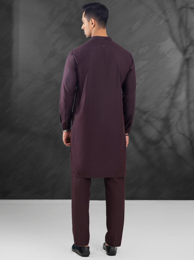 Maroon Blended Kurta Trouser - AL-KT-3129