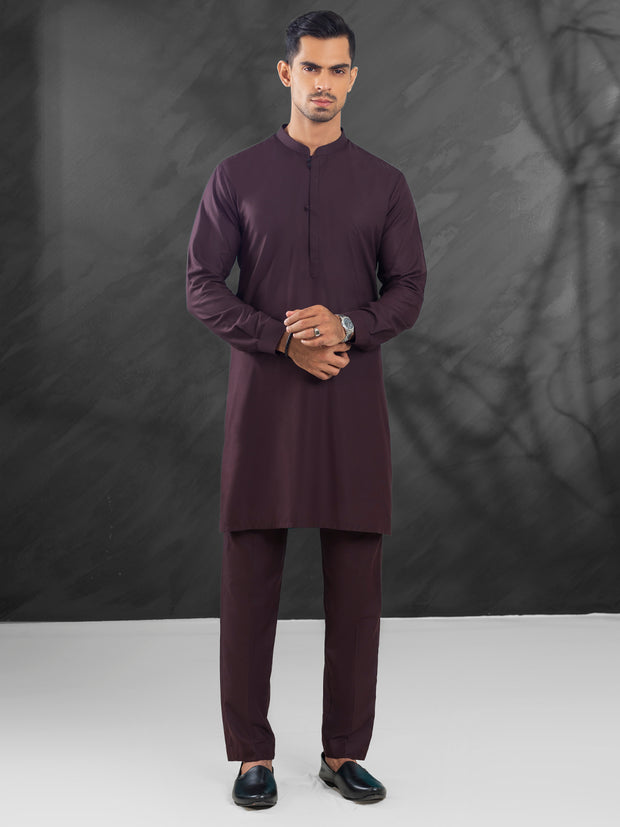 Maroon Blended Kurta Trouser - AL-KT-3129