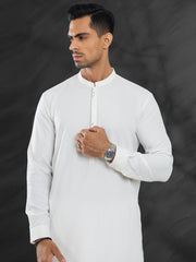 White Blended Kameez Shalwar - AL-KS-3131