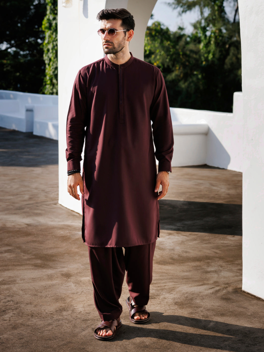 Maroon Blended Kameez Shalwar - AL-KS-3134