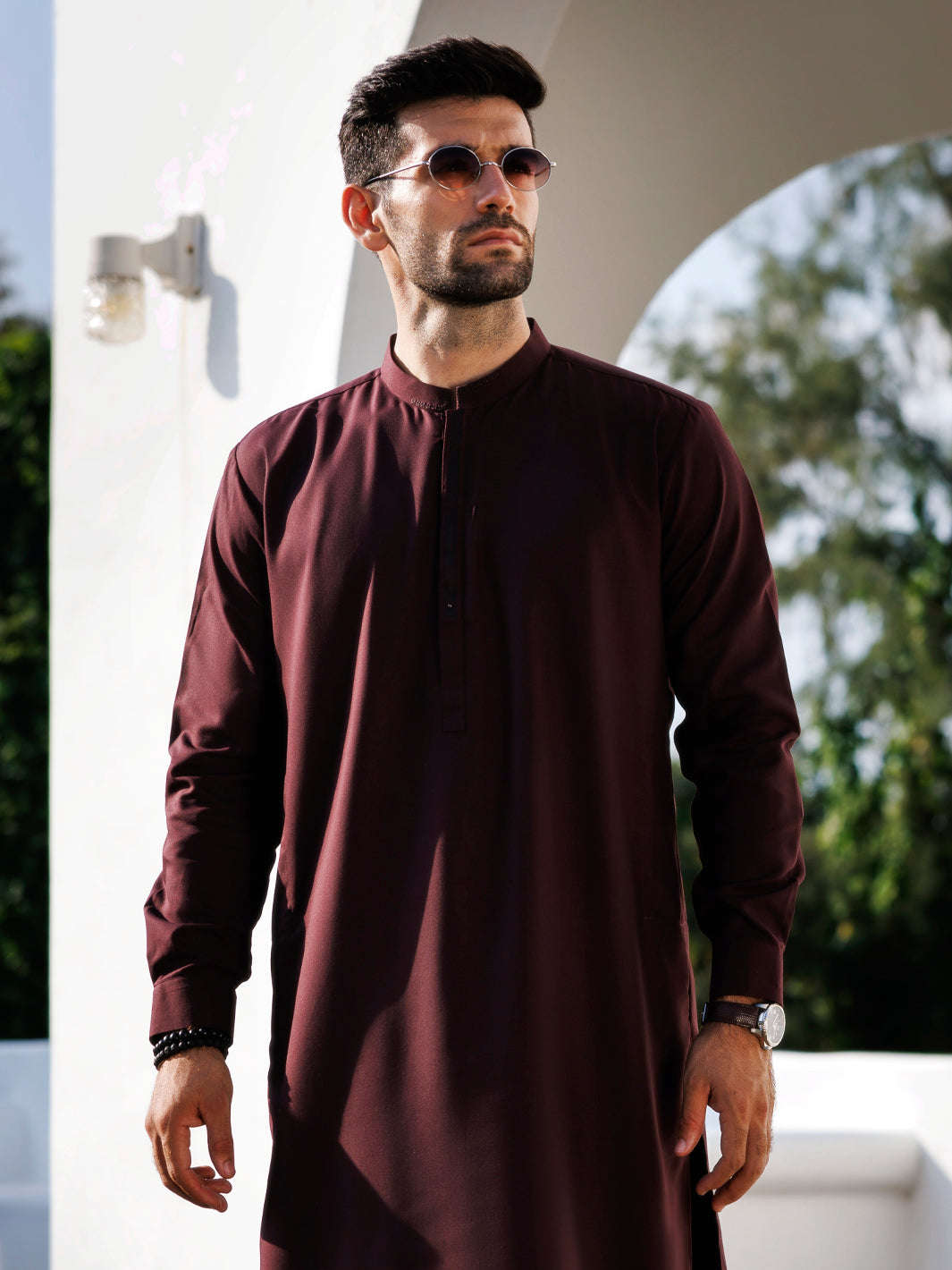 Maroon Blended Kameez Shalwar - AL-KS-3134