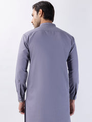 Light Grey Blended Kameez Shalwar - AL-KS-3137