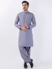 Light Grey Blended Kameez Shalwar - AL-KS-3137