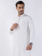 White Blended Kameez Shalwar - AL-KS-3138