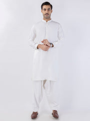 White Blended Kameez Shalwar - AL-KS-3139