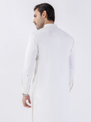 White Blended Kameez Shalwar - AL-KS-3139