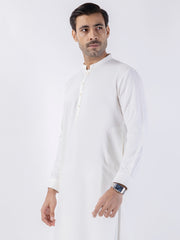 White Blended Kameez Shalwar - AL-KS-3139