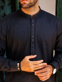 Dark Grey Blended Kameez Shalwar - AL-KS-3145