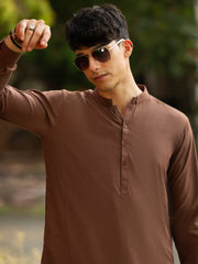 Brown Blended Kameez Shalwar - AL-KS-3150