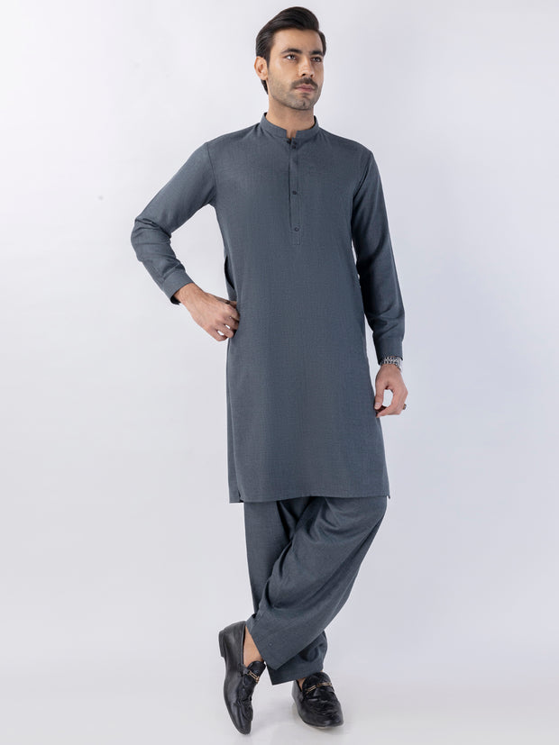 Grey Blended Kameez Shalwar - AL-KS-3153