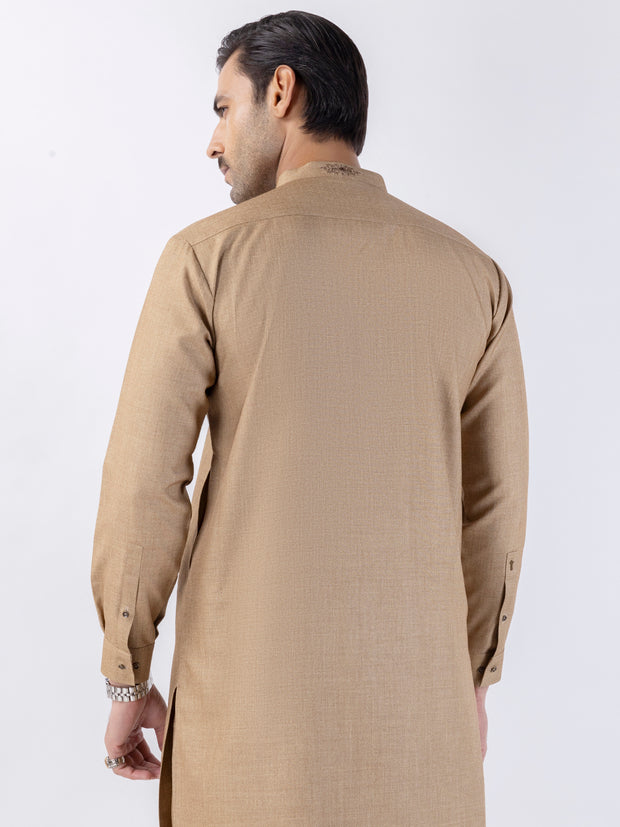 Beige Blended Kameez Shalwar - AL-KS-3154