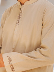 Beige Blended Kurta Trouser - AL-KT-3157