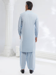 Light Blue Blended Kameez Shalwar - AL-KS-3163