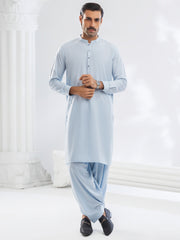 Light Blue Blended Kameez Shalwar - AL-KS-3163