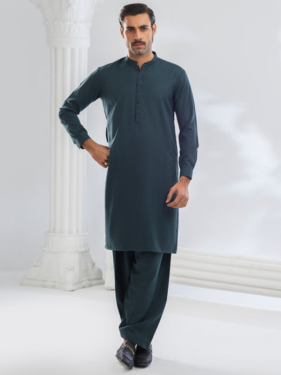 Green Blended Kameez Shalwar - AL-KS-3173