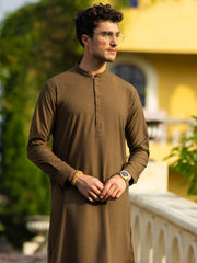 Olive Green Blended Kameez Shalwar - AL-KS-3165A