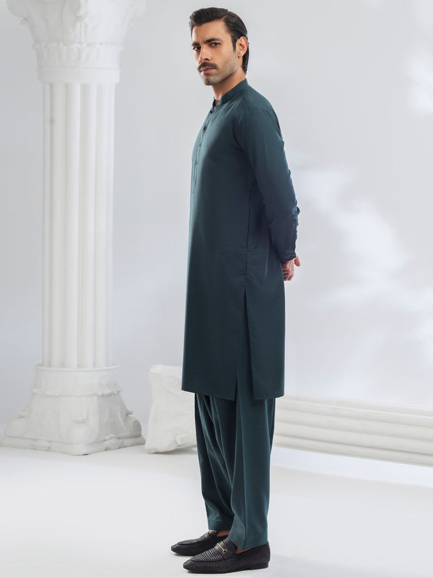 Green Blended Kameez Shalwar - AL-KS-3173