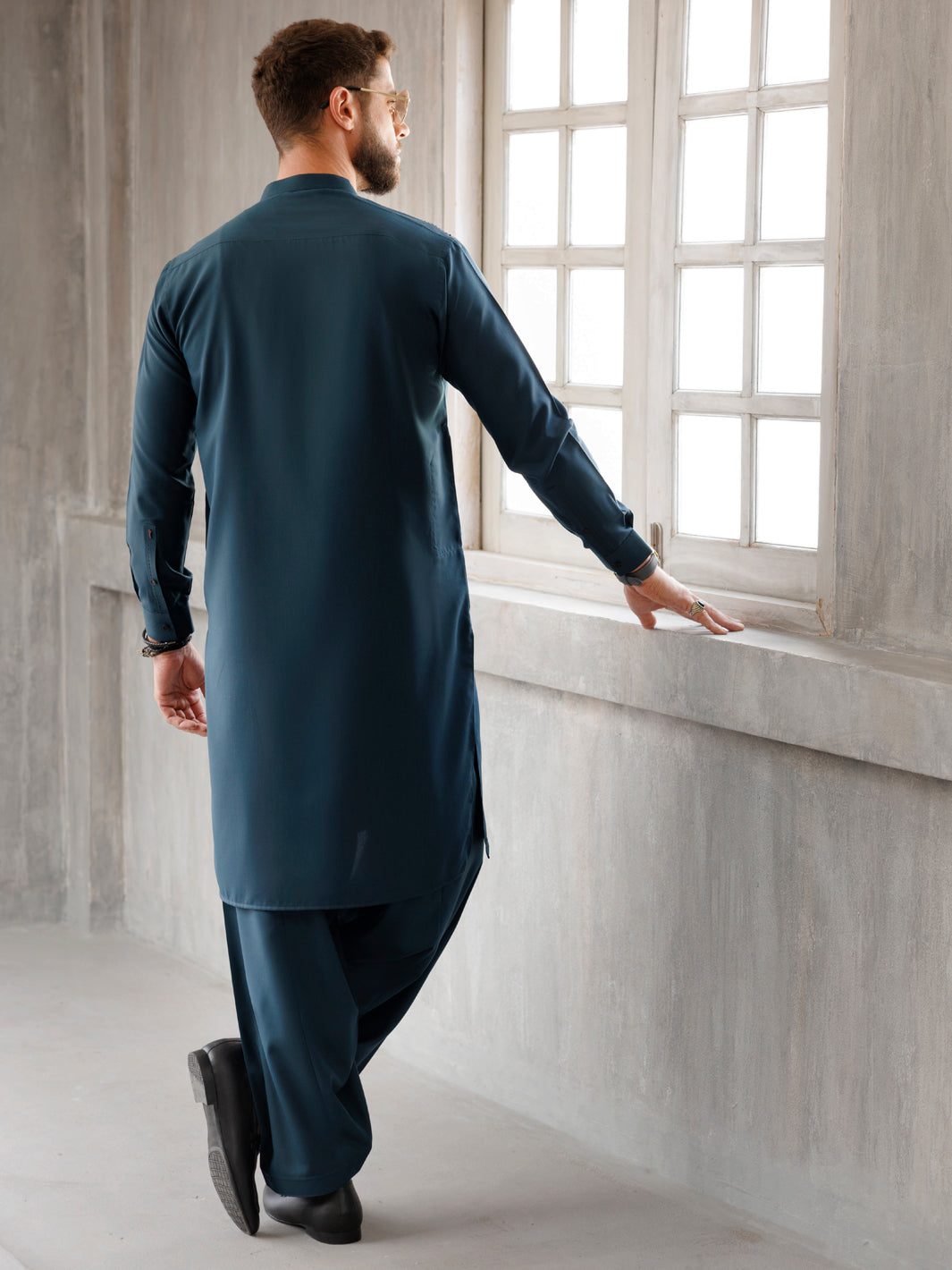 Teal Green Blended Kameez Shalwar - AL-KS-3172