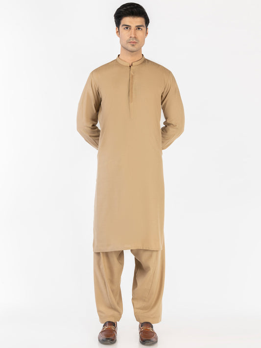 Beige Blended Kameez Shalwar - AL-KS-3180