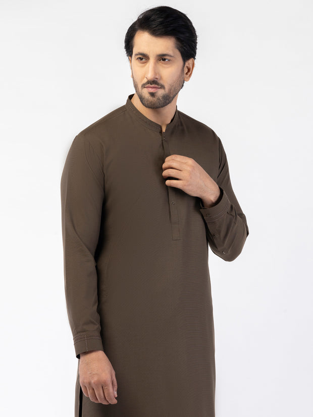 Brown Blended Kameez Shalwar - AL-KS-3188