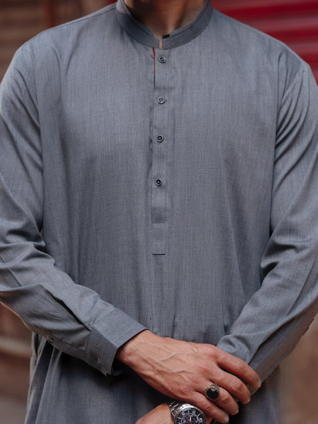 Grey Blended Kameez Shalwar - AL-KS-3193