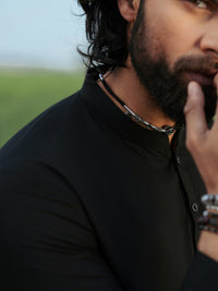 Black Blended Kameez Shalwar - AL-KS-3203