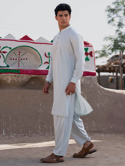 Sky Blue Blended Kameez Shalwar - AL-KS-3205