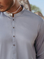 Light Grey Blended Kameez Shalwar - AL-KS-3207