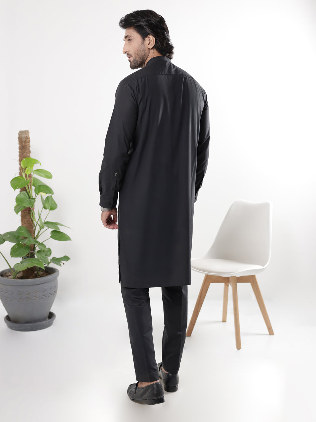 Black Cotton Kurta Trousers - AL-KT-3221