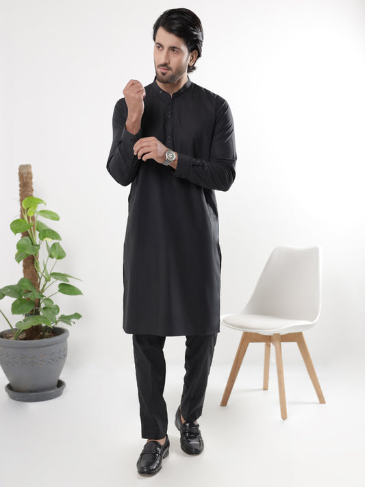 Black Cotton Kurta Trousers - AL-KT-3221