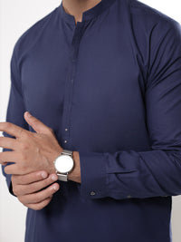 Navy Blue Cotton Kurta Trousers - AL-KT-3222