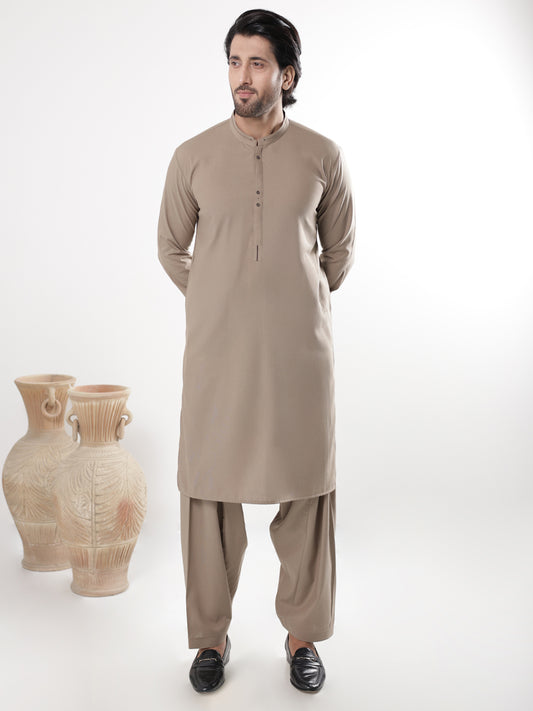 Brown Blended Kameez Shalwar - AL-KS-3223