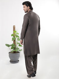 Dark Brown Blended Kameez Shalwar - AL-KS-3225A