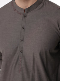 Dark Brown Blended Kameez Shalwar - AL-KS-3225