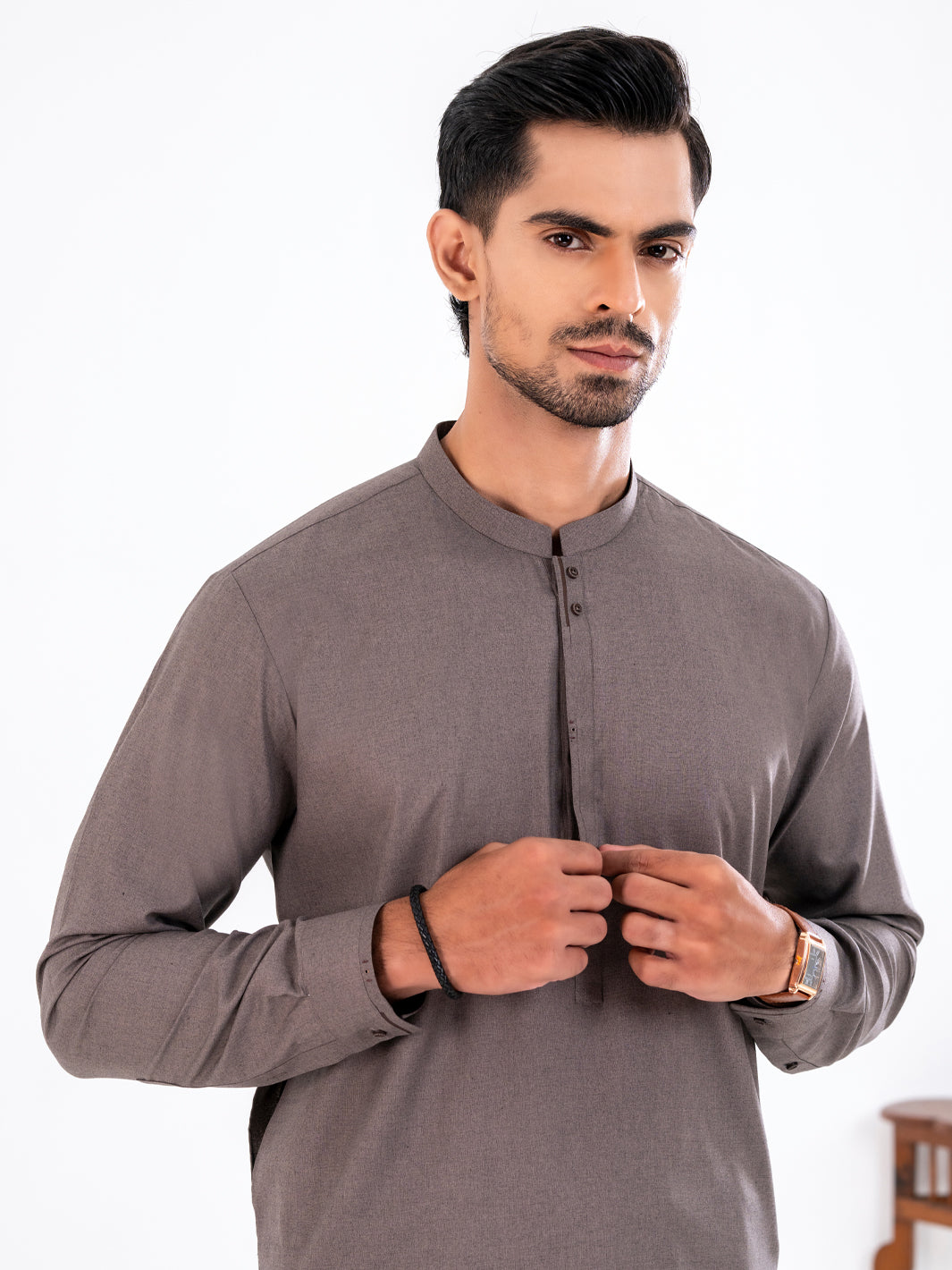 Brown Blended Kameez Shalwar - AL-KS-3228