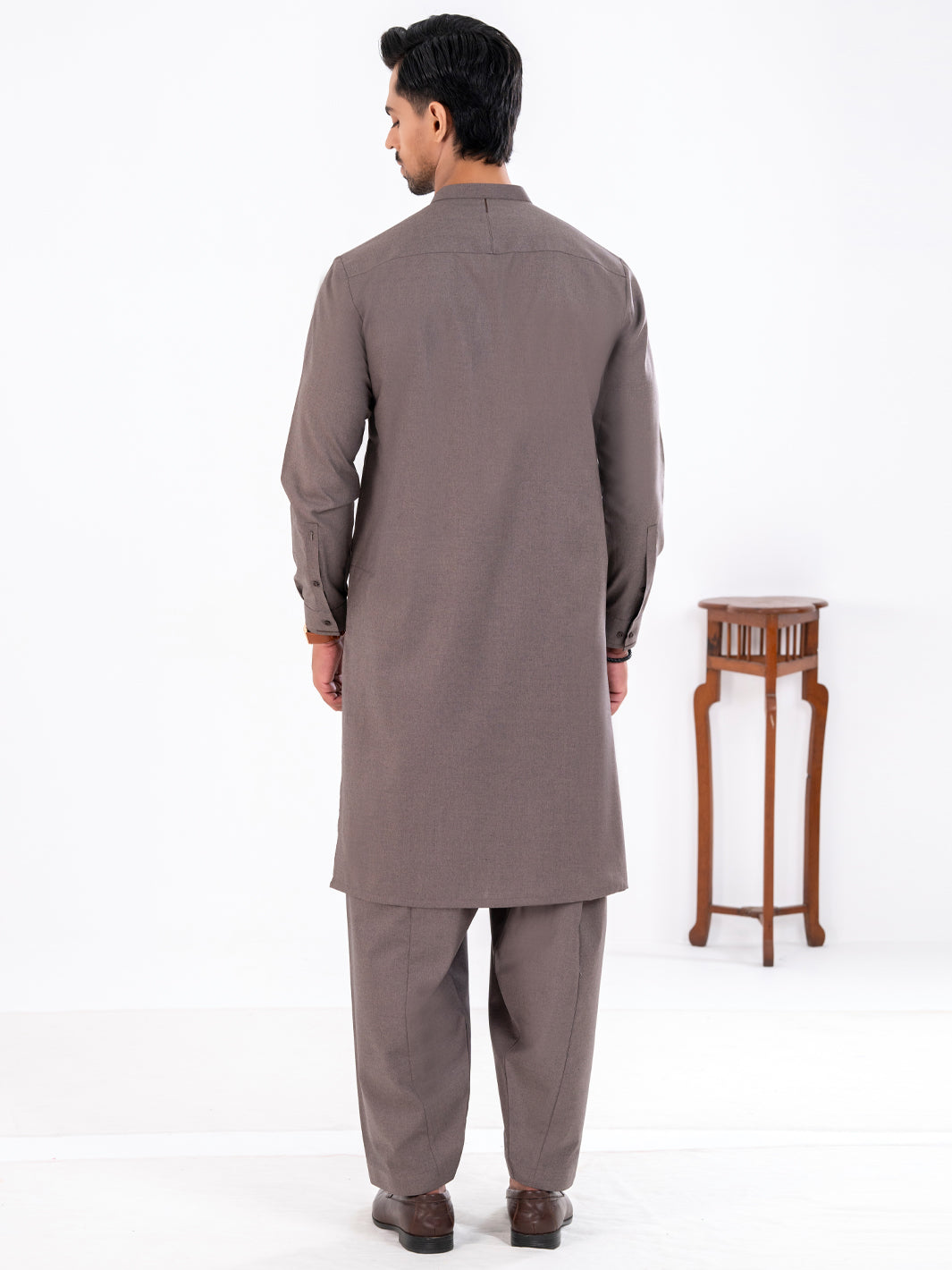 Brown Blended Kameez Shalwar - AL-KS-3228