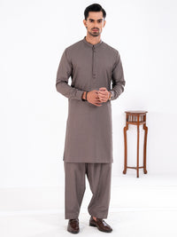 Brown Blended Kameez Shalwar - AL-KS-3228