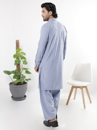 Light Blue Blended Kameez Shalwar - AL-KS-3229