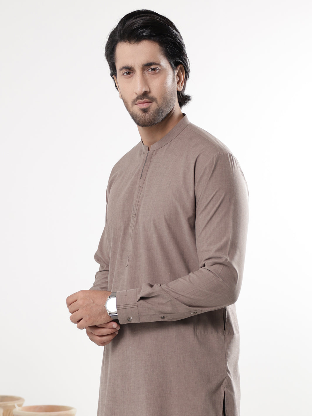 Brown Blended Kameez Shalwar - AL-KS-3231